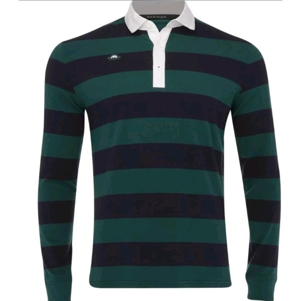 Radmor M Long Sleeve Rugby Shirt In Graphite Blue/Forest LNC!
